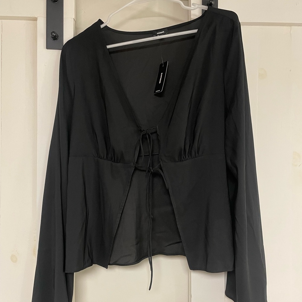 EXRESS NWT Chic Black Tie-Front Blouse / Beach Cover Up